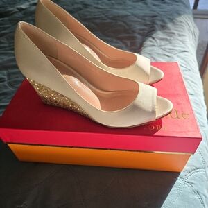 Kate Spade Satin Silver Glitter Heels - Wedding Dreams